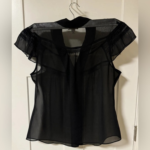 American Vintage Women's Sheer Black Blouse By Ann Taylor Loft Size Medium - Picture 2 of 4